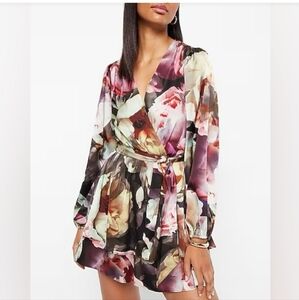 NWT Express Floral Wrap Front Romper Size M